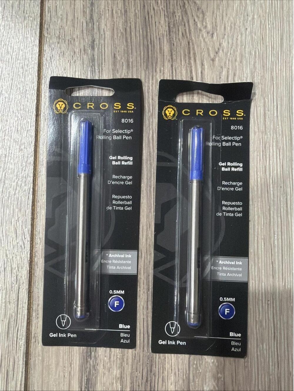 Cross Selectip Rollerball Pen Blue Ink Cartridge Refill 2 Pack 0.5 MM